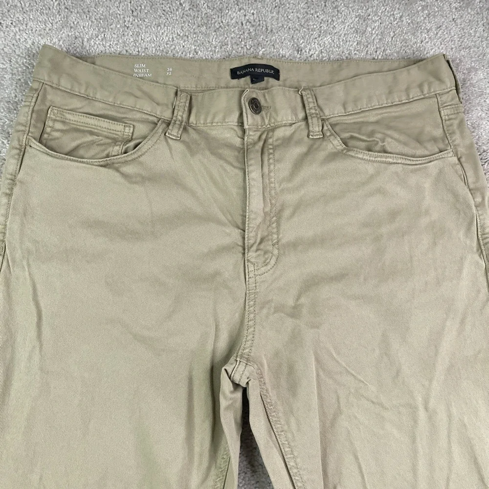 Banana Republic Pants Mens 36x32 Tan Slim 5 Pocket Stretch Twill Chino Khaki
